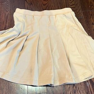 Plain Tan Pleated Skirt